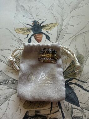 Or Paz Two-Tone Textured Stackable Ring Set - Gold & Silver